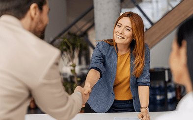 Professional greeting in an office setting