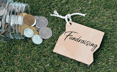 Jar of coins for fundraising